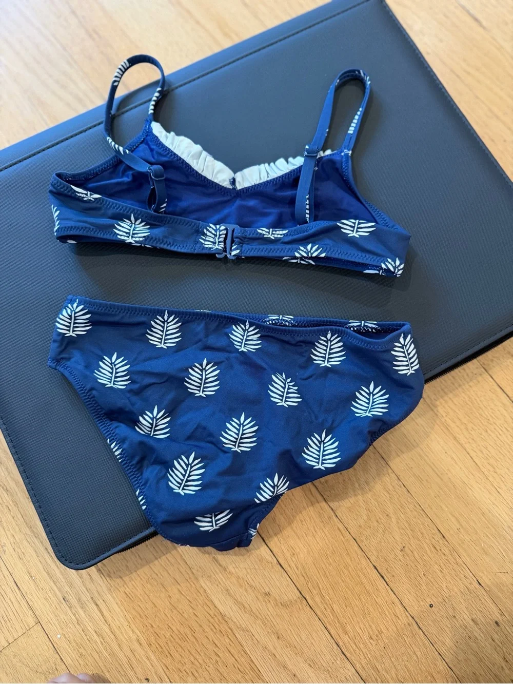 Vineyard Vines Navy & White Leaf Print Kids Bikini